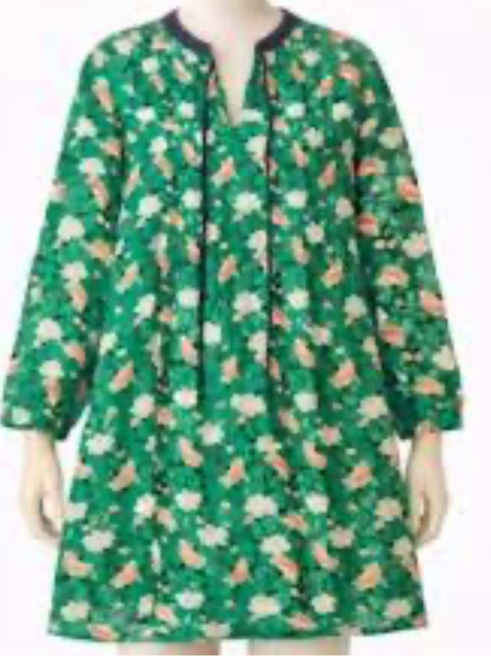 NWT Old Navy Green Floral Tie-Neck 3/4 Sleeve Dress size M